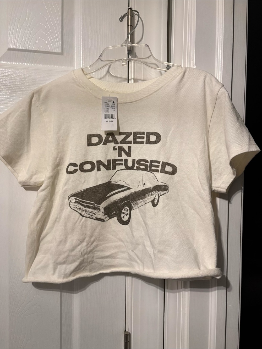 Brandy Melville Cream 'Dazed 'N Confused' Graphic Crop Tee